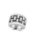 Effy Final Call Black Diamond And Sterling Silver Basket Weave Ring