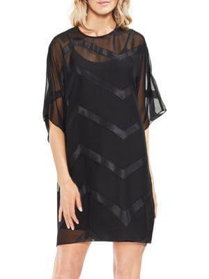 Vince Camuto Zen Bloom Sheer Dolman-sleeve Dress