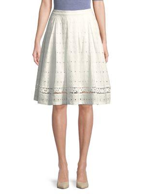 Karl Lagerfeld Paris Eyelet Cotton Knee-length Skirt