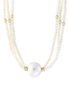 Effy 14k Yellow Gold And 2-3mm And 14-15mm Freshwater Pearl Necklace