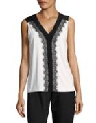 Karl Lagerfeld Suits Colorblock Lace Tank Top