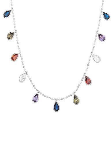 Nes Group Multicolored Crystal Studded Sterling Silver Necklace