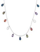 Nes Group Multicolored Crystal Studded Sterling Silver Necklace