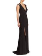 Halston Heritage V-neck Cutout Gown