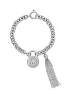 Michael Kors Hamilton Crystal & Stainless Steel Tassel Charm Bracelet