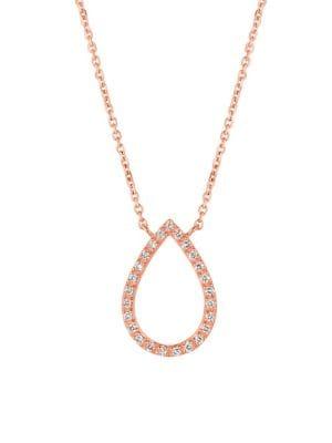 Morris & David 14k Rose Gold & 0.25 Tcw Diamond Teardrop Pendant Necklace