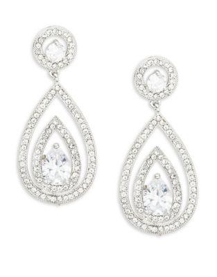 Design Lab Lord & Taylor Crystal And Silver Teardrop Earrings