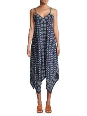 Michael Michael Kors Printed Handkerchief Hem Midi Dress