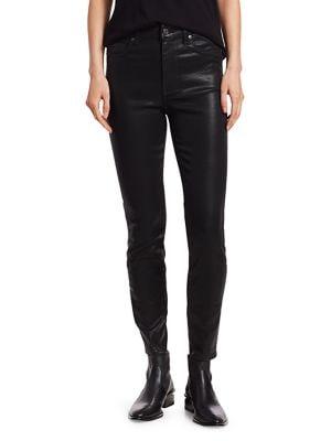 7 For All Mankind High-rise Ankle Skinny Coated Jeans
