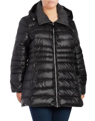 Andrew Marc Plus Hooded Puffer Down Coat