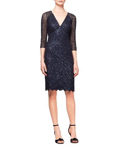 Kay Unger Sequined Mesh Sheath Dress