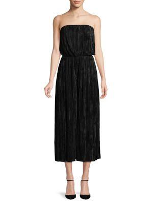 Design Lab Lord & Taylor Wide-leg Strapless Textured Jumpsuit