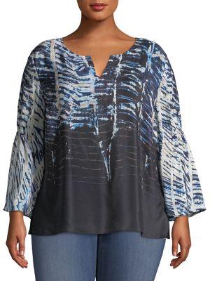 Nic+zoe Plus Tinago Printed Bell-sleeve Top