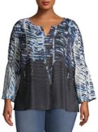 Nic+zoe Plus Tinago Printed Bell-sleeve Top
