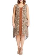 Karen Kane Plus Desert Border V-neck High-low Dress