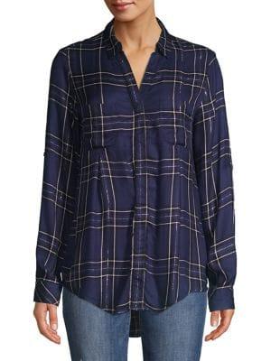Lord & Taylor Plaid High-low Button-down Shirt