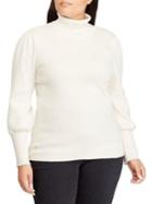 Lauren Ralph Lauren Plus Ribbed Puff-sleeve Sweater
