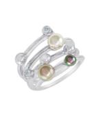 Majorica 4mm Multicolor Round Pearl & Sterling Silver Endless Wrap Ring