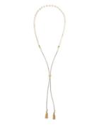 Cole Haan White Pearl And 10k Gold-plated Pull Tie Necklace