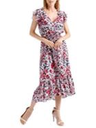 Lucky Brand Smocked Floral Ruffle Midi Dress