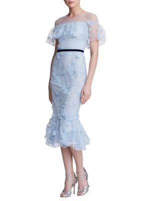 Marchesa Notte Illusion Embroidered Mermaid Dress