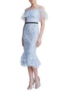 Marchesa Notte Illusion Embroidered Mermaid Dress
