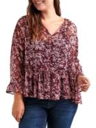 Lucky Brand Plus Plus Plus Ruffled Print Top