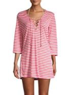 J Valdi Striped Lace-up Cover-up Tunic