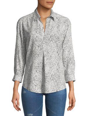Design Lab Lord & Taylor Petite Pleated Long-sleeve Top