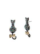 Betsey Johnson Crystal Pave Cat Drop Earrings