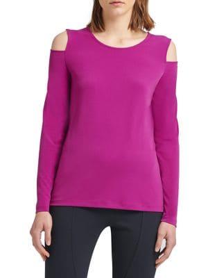 Donna Karan Long-sleeve Cold-shoulder Top