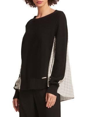 Donna Karan Printed Step Hem Top