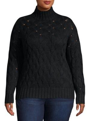 Vince Camuto Plus Pointelle Mockneck Sweater