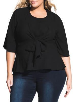 City Chic Plus Nora Tie-front Top
