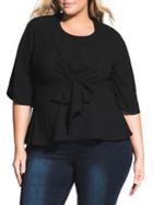 City Chic Plus Nora Tie-front Top