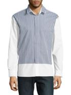 Plac Stripe-accented Cotton Button-down Shirt