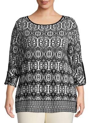 Rafaella Plus Medallion-print Cotton Top