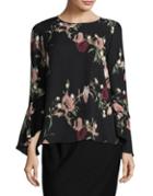 Vince Camuto Petite Floral Flare-sleeve Blouse