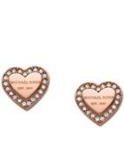 Michael Kors Heritage Signature Pave Heart Stud Earrings