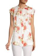 Elie Tahari Margot Floral Button Front Blouse