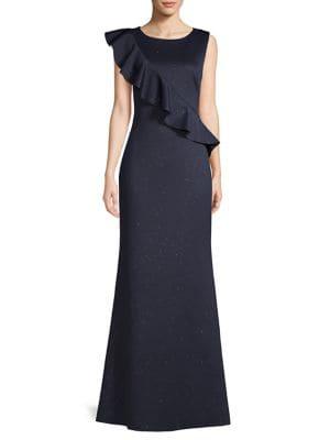 Eliza J Ruffled Sleeveless Flounce Gown