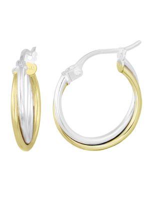 Lord & Taylor 18k Gold And Sterling Silver Round Hoop Earrings
