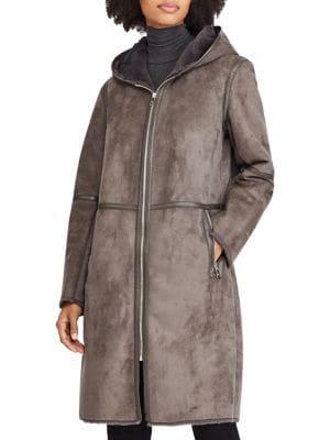 Lauren Ralph Lauren Hooded Faux Suede Jacket