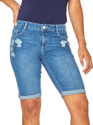 Dorothy Perkins Embroidered Denim Knee Shorts