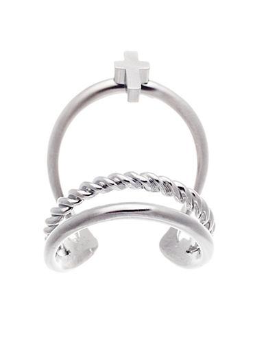 Lord & Taylor Sterling Silver Tri-band Cross Ring