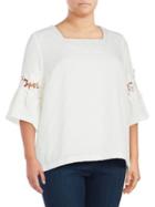 Calvin Klein Plus Lace-inset Bell-sleeve Top