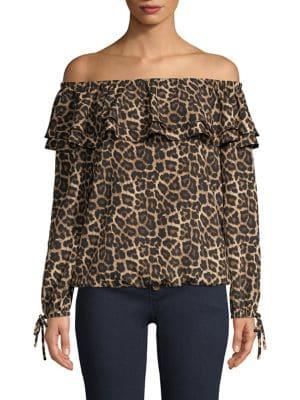 Michael Michael Kors Off-the-shoulder Leopard-print Top