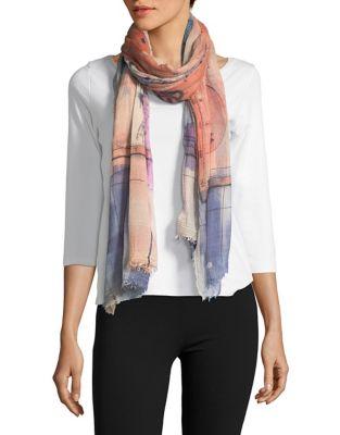 Vince Camuto Printed Fringed Scarf