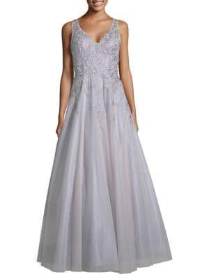 Xscape Embroidered Floral A-line Ball Gown