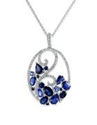 Effy Royale Bleu Ceylon Sapphire, Diamond And 14k White Gold Pendant Necklace